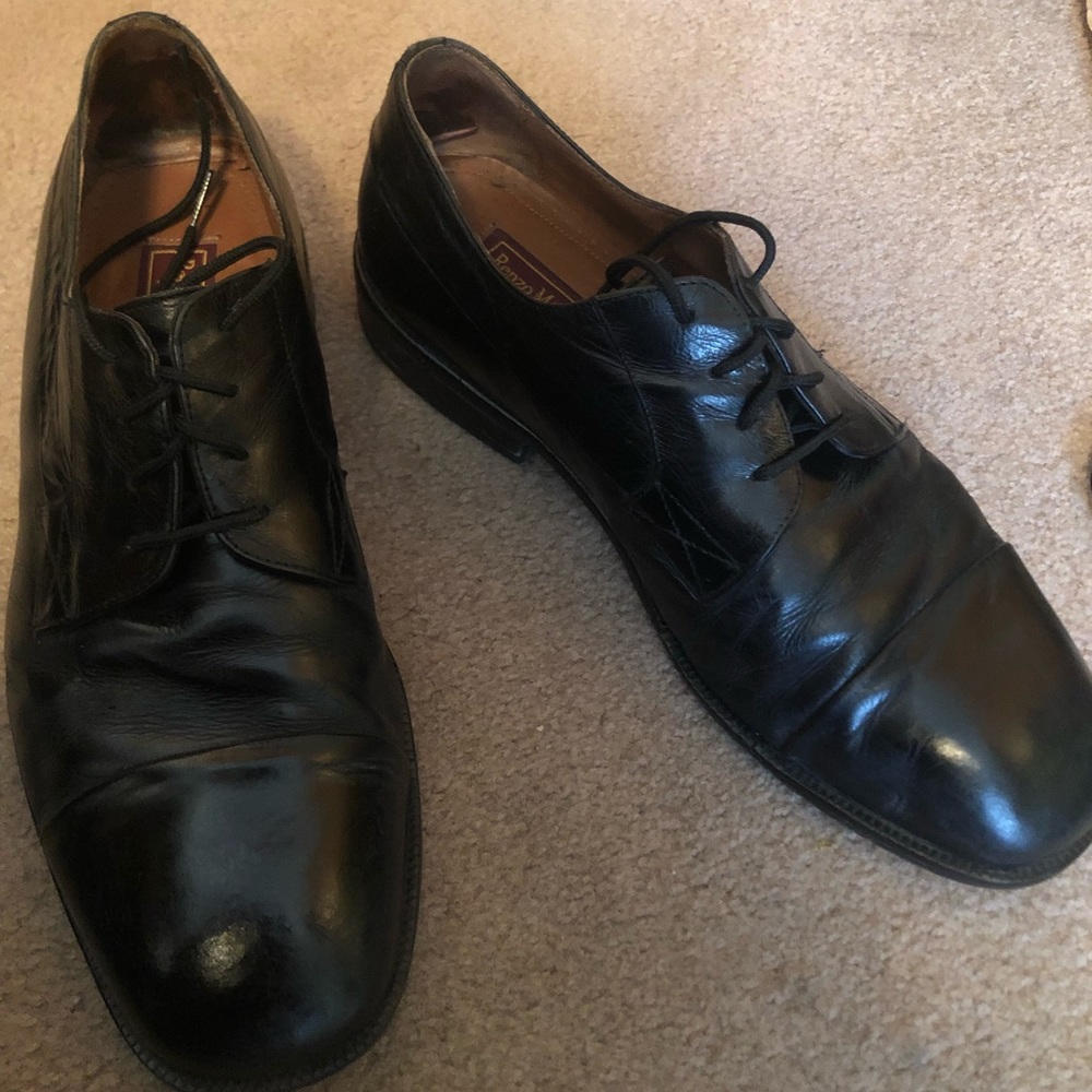 Renzo Morini Men’s Italian Oxford Dress Shoes 10.5 W Black Leather